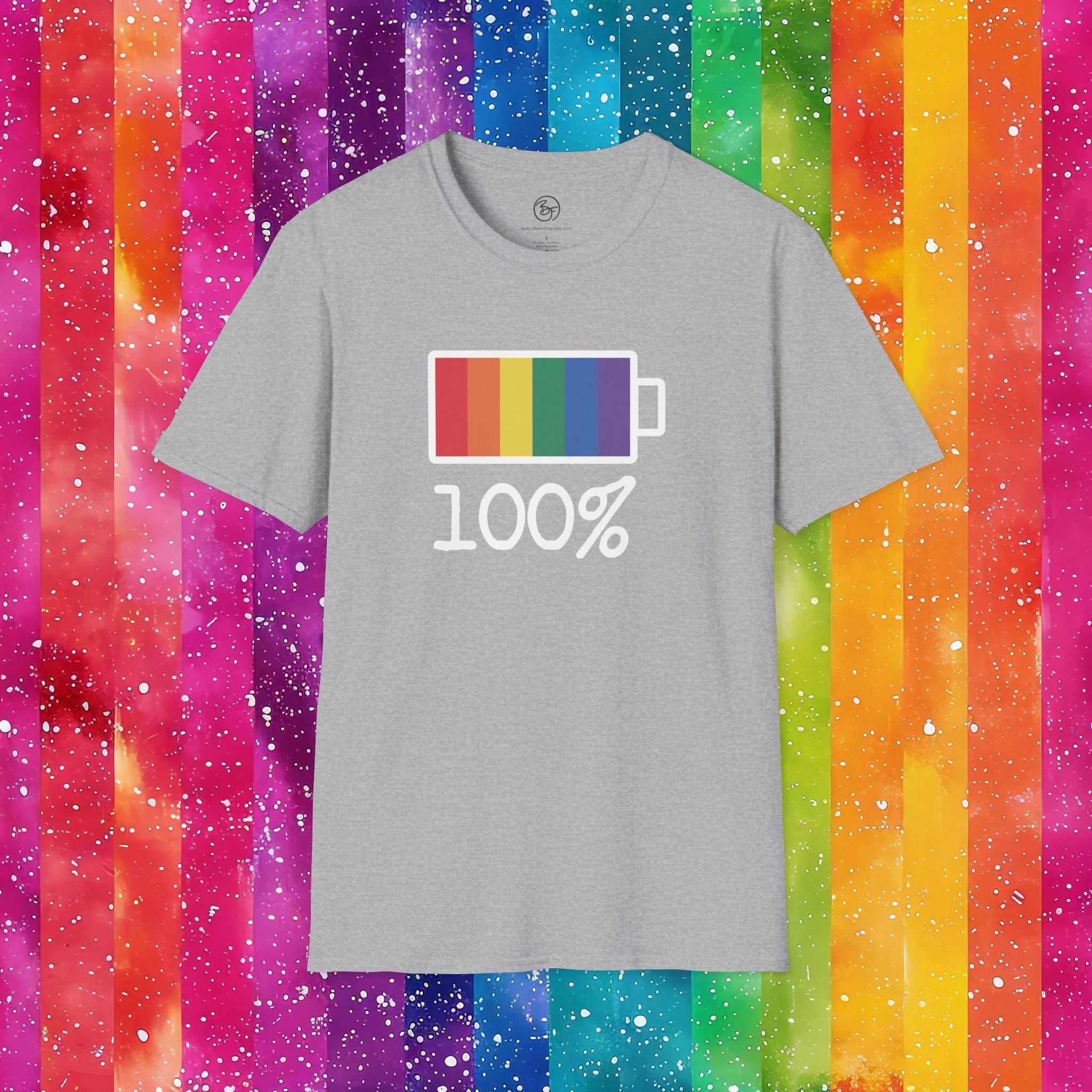 Bespattered Facade Rainbow Battery Unisex Softstyle T-Shirt