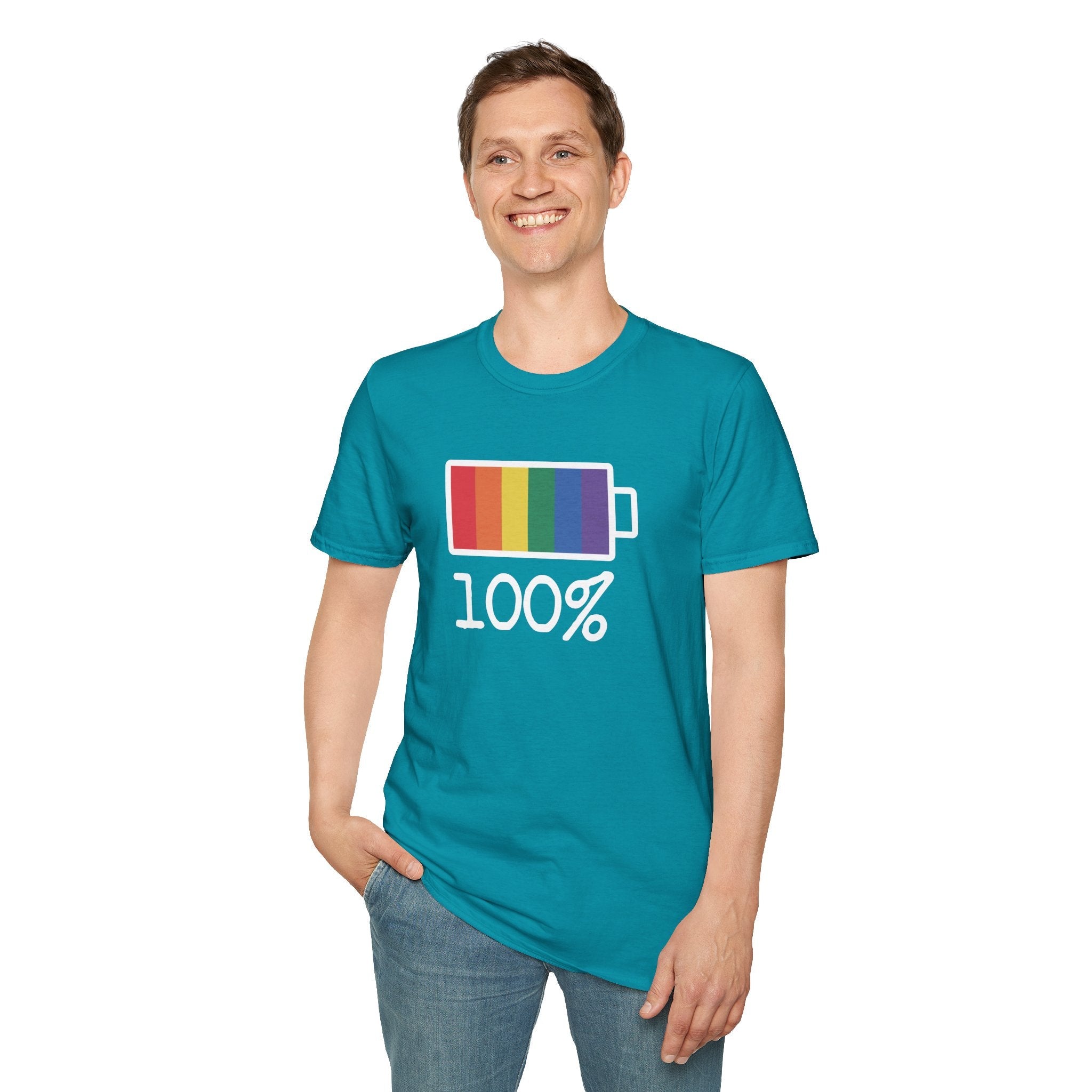 Bespattered Facade Rainbow Battery Unisex Softstyle T-Shirt