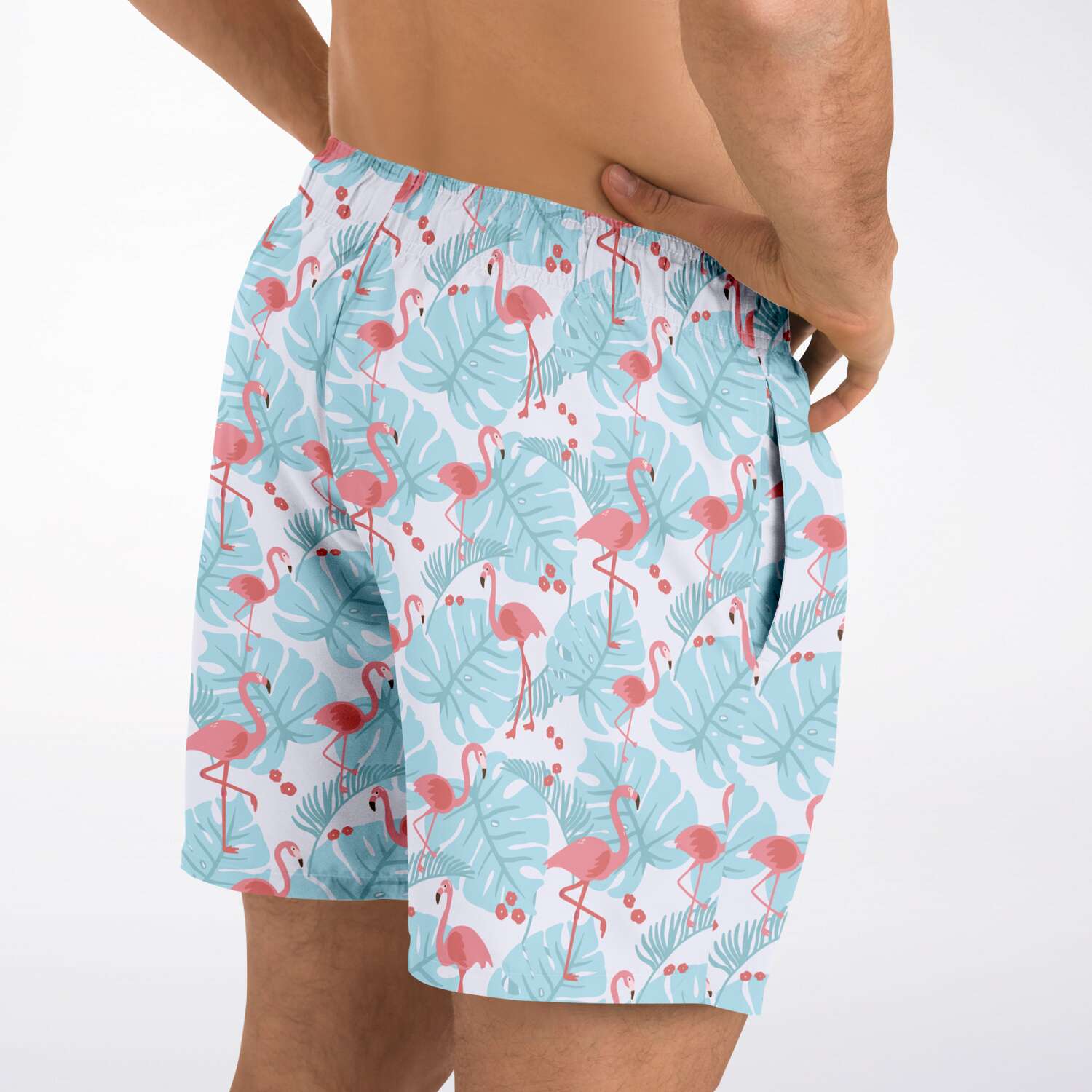 Flamingo Blue Floral Swim Trunks