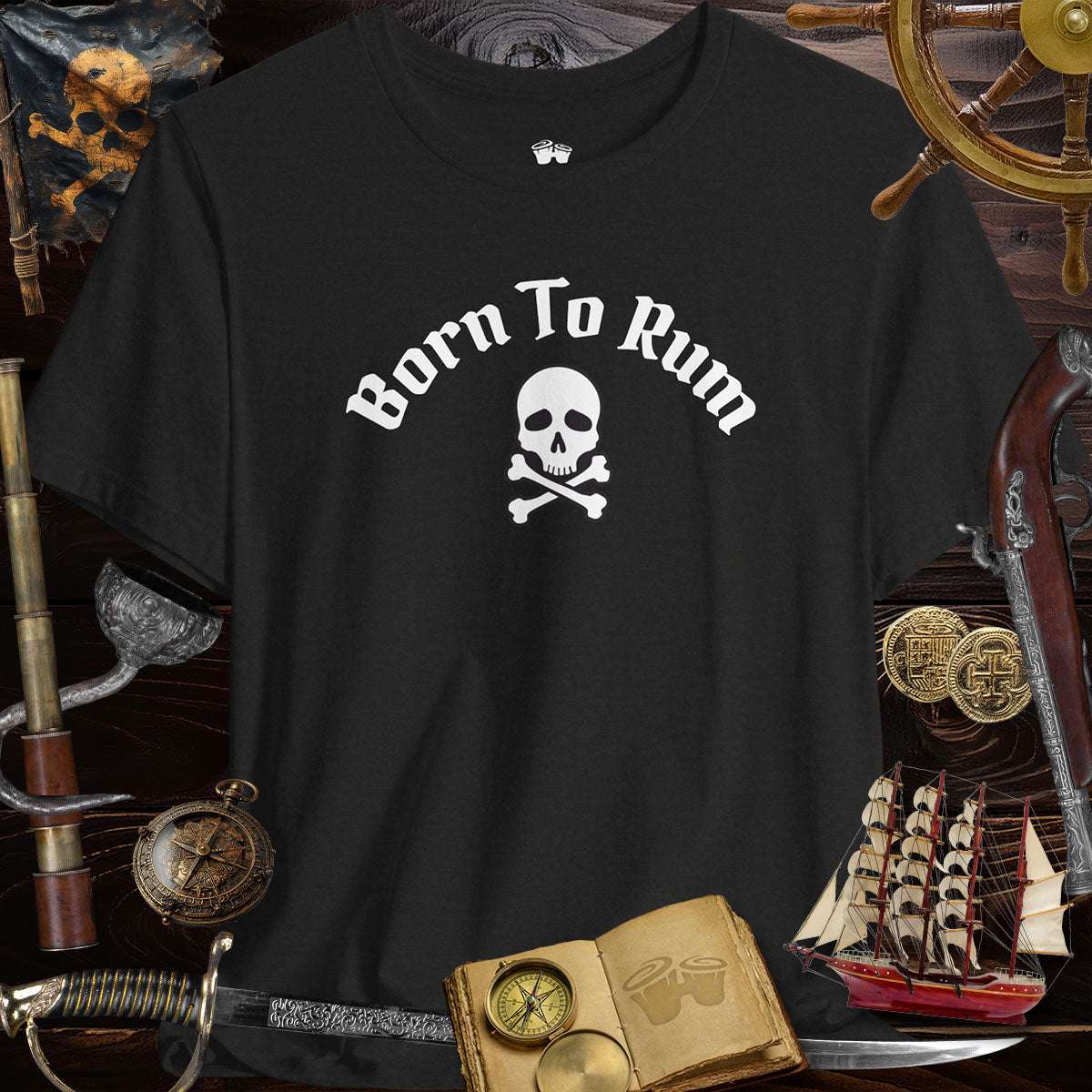Born to Rum  🏴‍☠️ Jolly Roger Pirate Skull | Casual Bella Canvas T-Shirt
