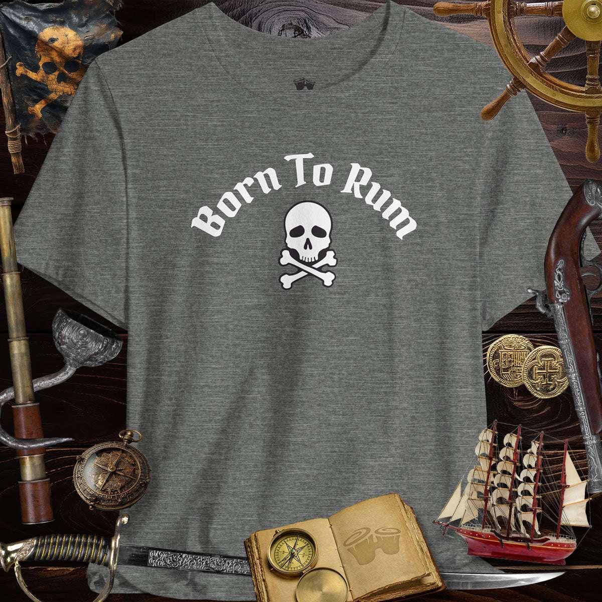 Born to Rum  🏴‍☠️ Jolly Roger Pirate Skull | Casual Bella Canvas T-Shirt