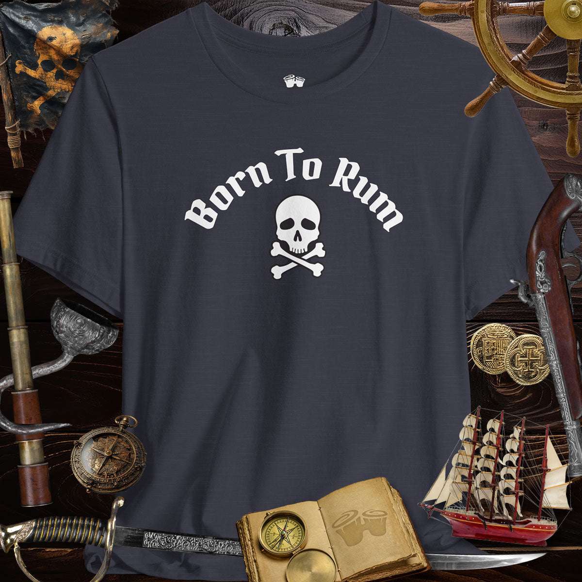Born to Rum  🏴‍☠️ Jolly Roger Pirate Skull | Casual Bella Canvas T-Shirt