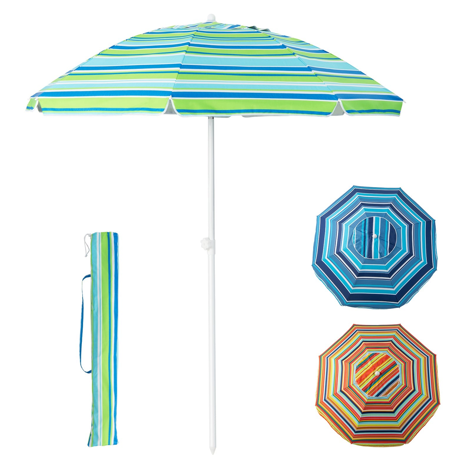 6.5 Feet Patio Beach Umbrella with Waterproof Polyester Fabric