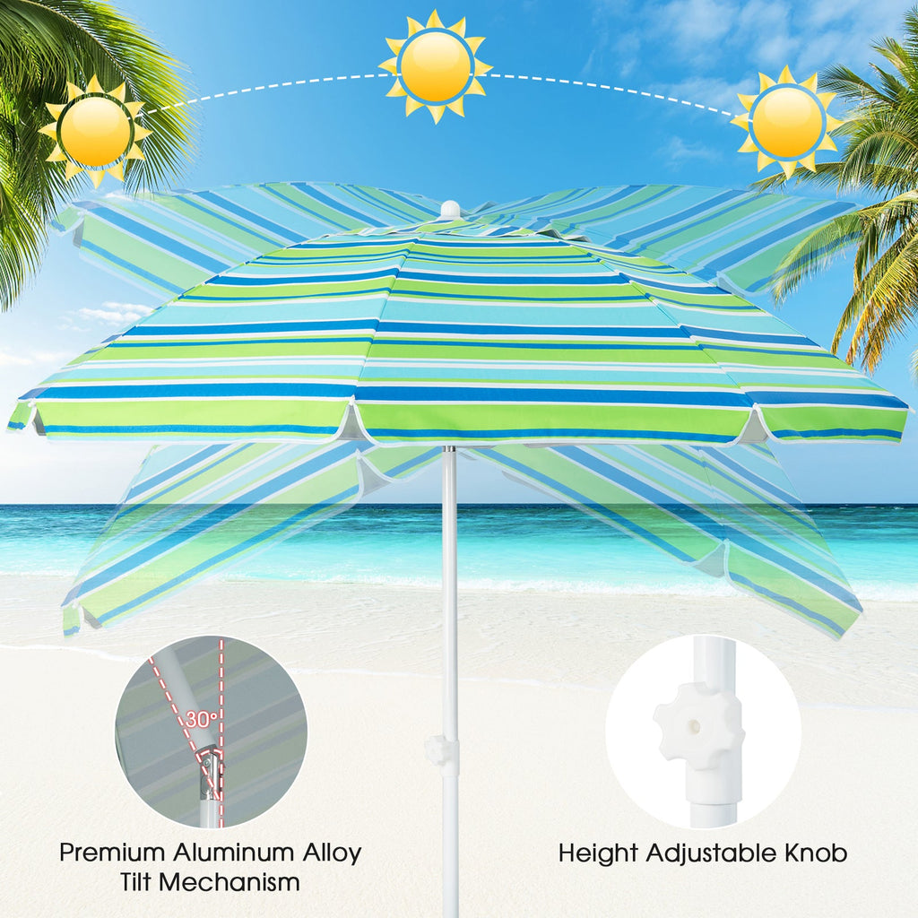 6.5 Feet Patio Beach Umbrella with Waterproof Polyester Fabric