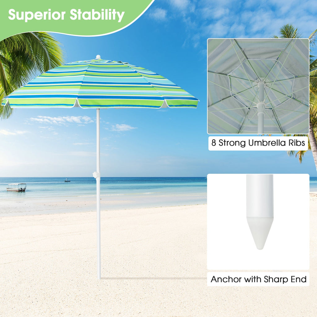 6.5 Feet Patio Beach Umbrella with Waterproof Polyester Fabric