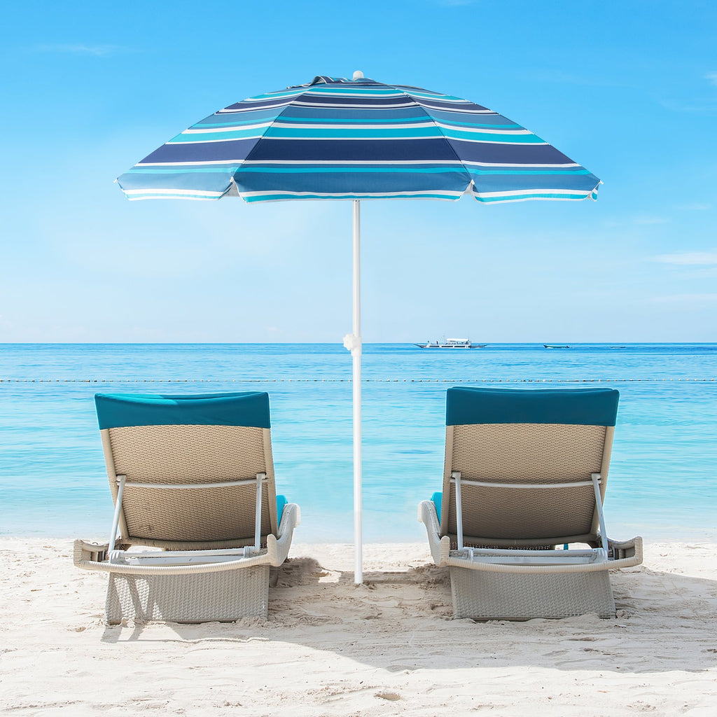 6.5 Feet Patio Beach Umbrella with Waterproof Polyester Fabric
