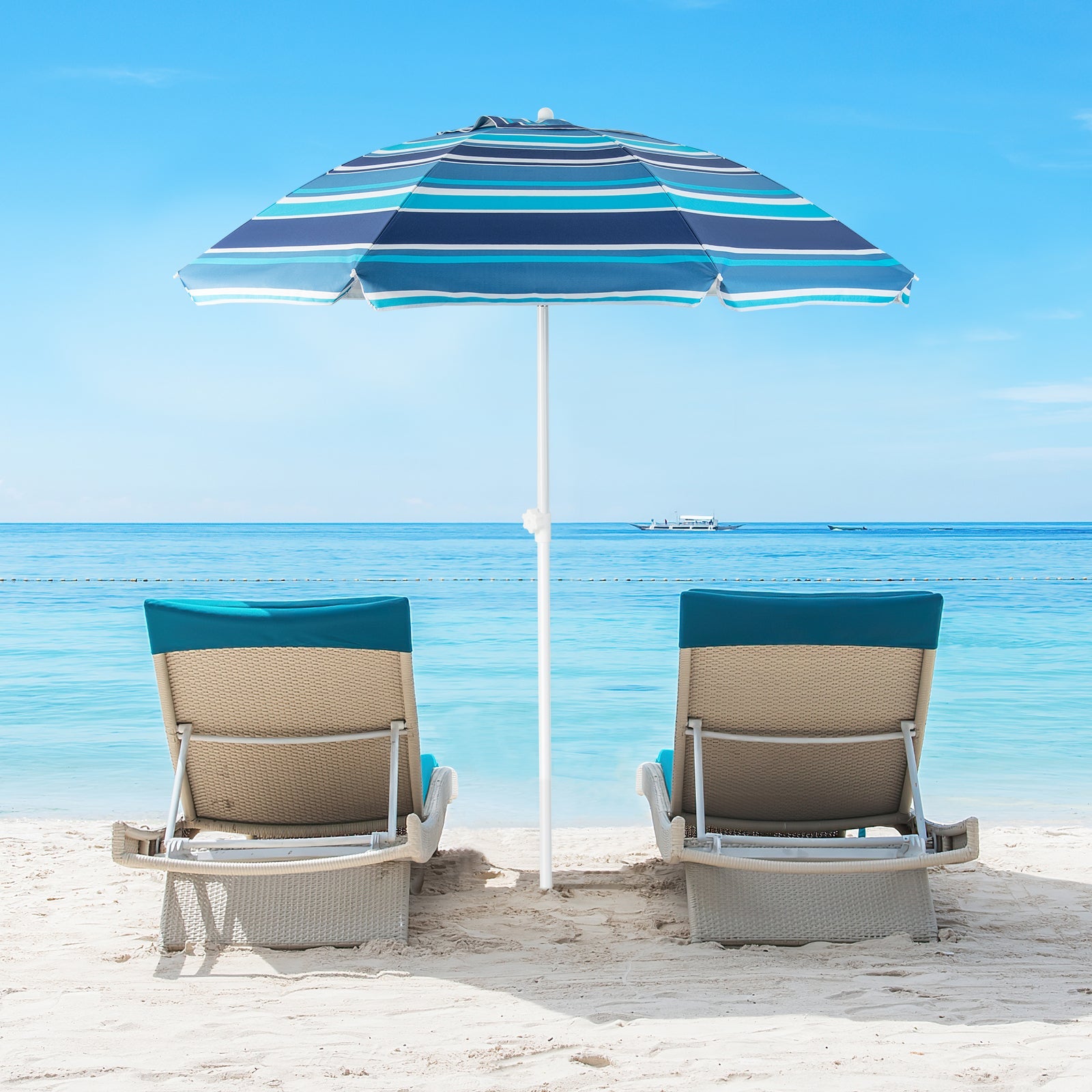 6.5 Feet Patio Beach Umbrella with Waterproof Polyester Fabric