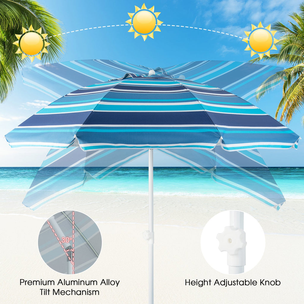6.5 Feet Patio Beach Umbrella with Waterproof Polyester Fabric