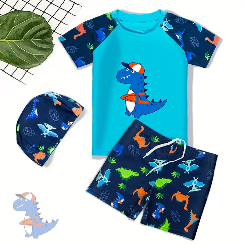 3-Piece Cartoon Swimsuit for Little Boys
