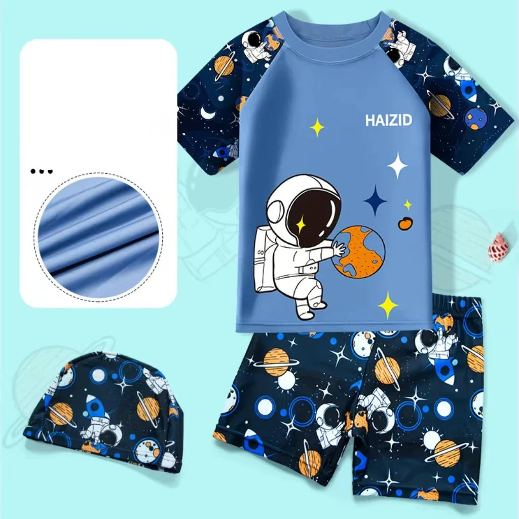 3-Piece Cartoon Swimsuit for Little Boys