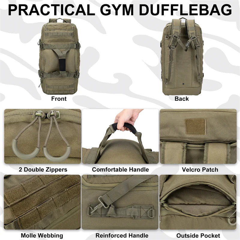3-Way Molle Tactical Backpack Duffel Bag 30L 45L 80L for Hiking Camping Travel