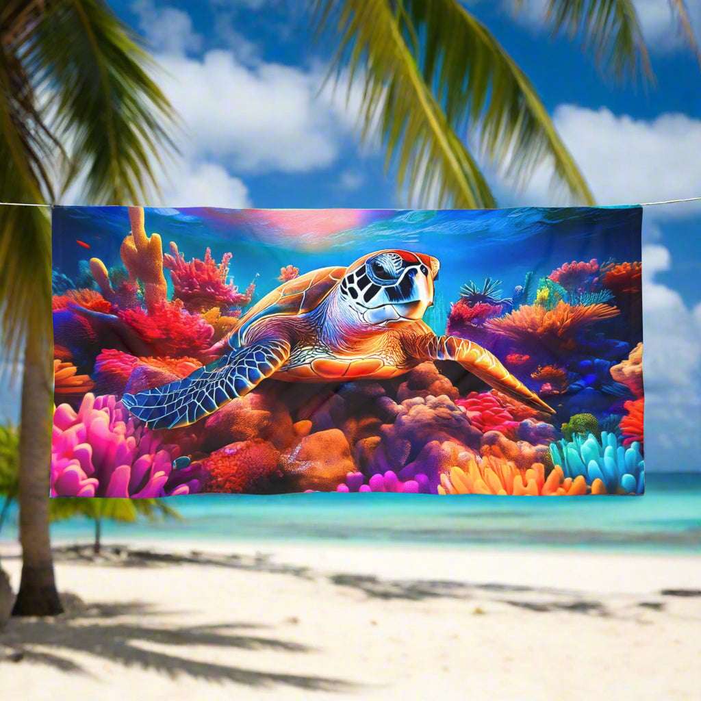 Ocean Turtle Beach Towel 🌴  Fun Summer Accessory