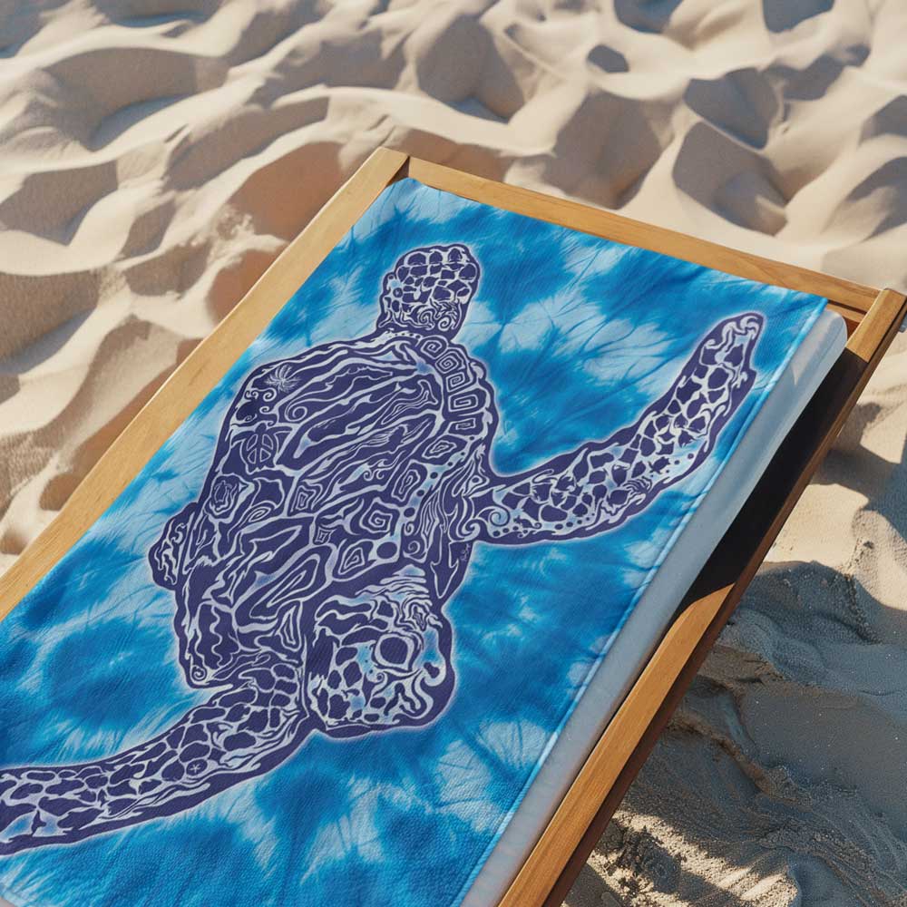 Tie Dye Beach Towel ⛱️ Zen Sea Turtle Design