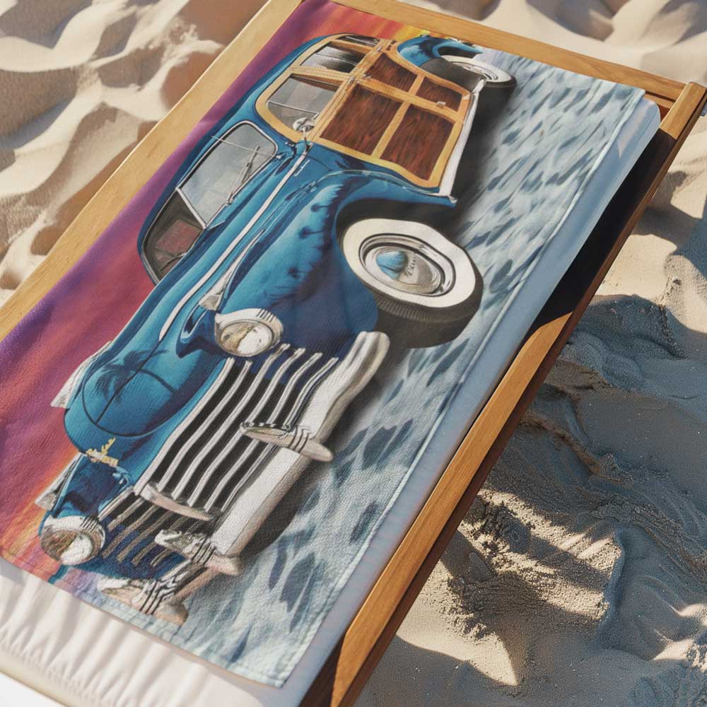 Vintage Woody Wagon Cruiser 🌴 Beach Towel