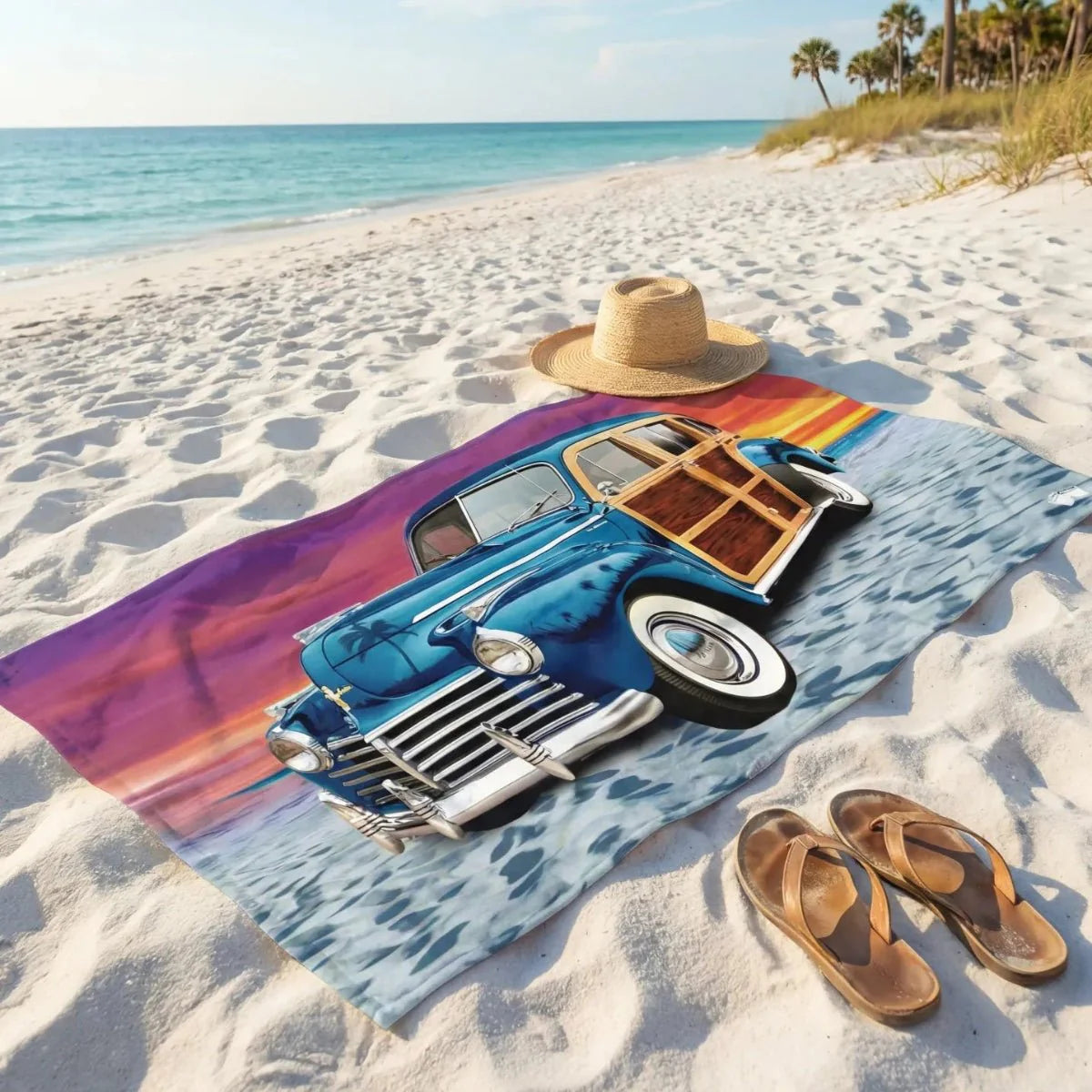 Vintage Woody Wagon Cruiser 🌴 Beach Towel