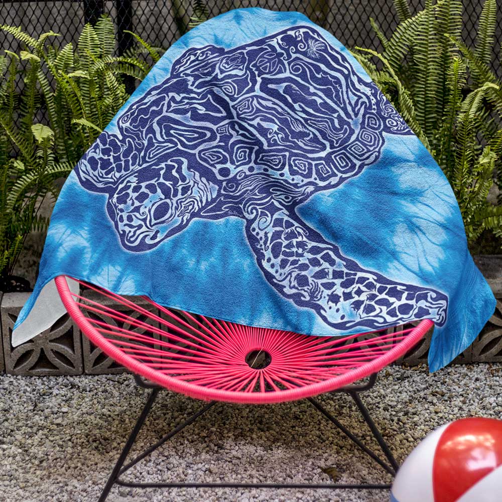 Tie Dye Beach Towel ⛱️ Zen Sea Turtle Design
