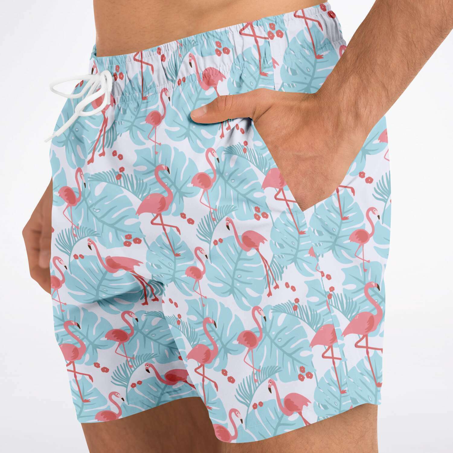Flamingo Blue Floral Swim Trunks