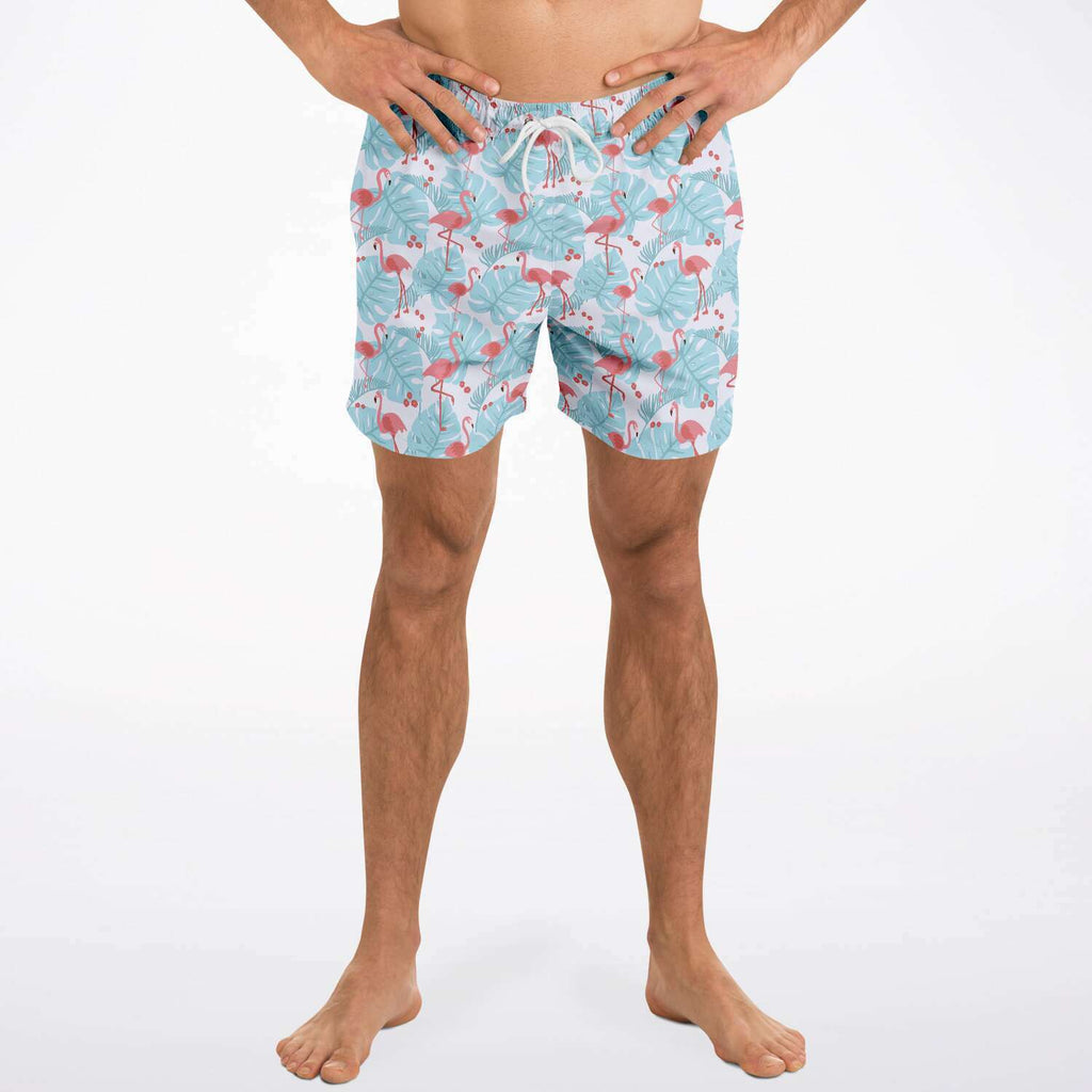Flamingo Blue Floral Swim Trunks