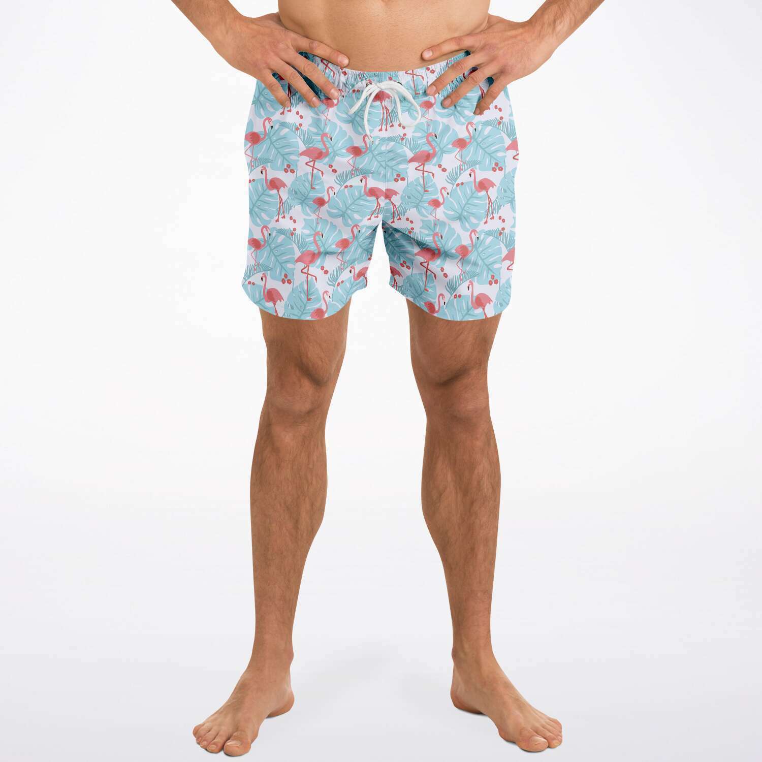 Flamingo Blue Floral Swim Trunks