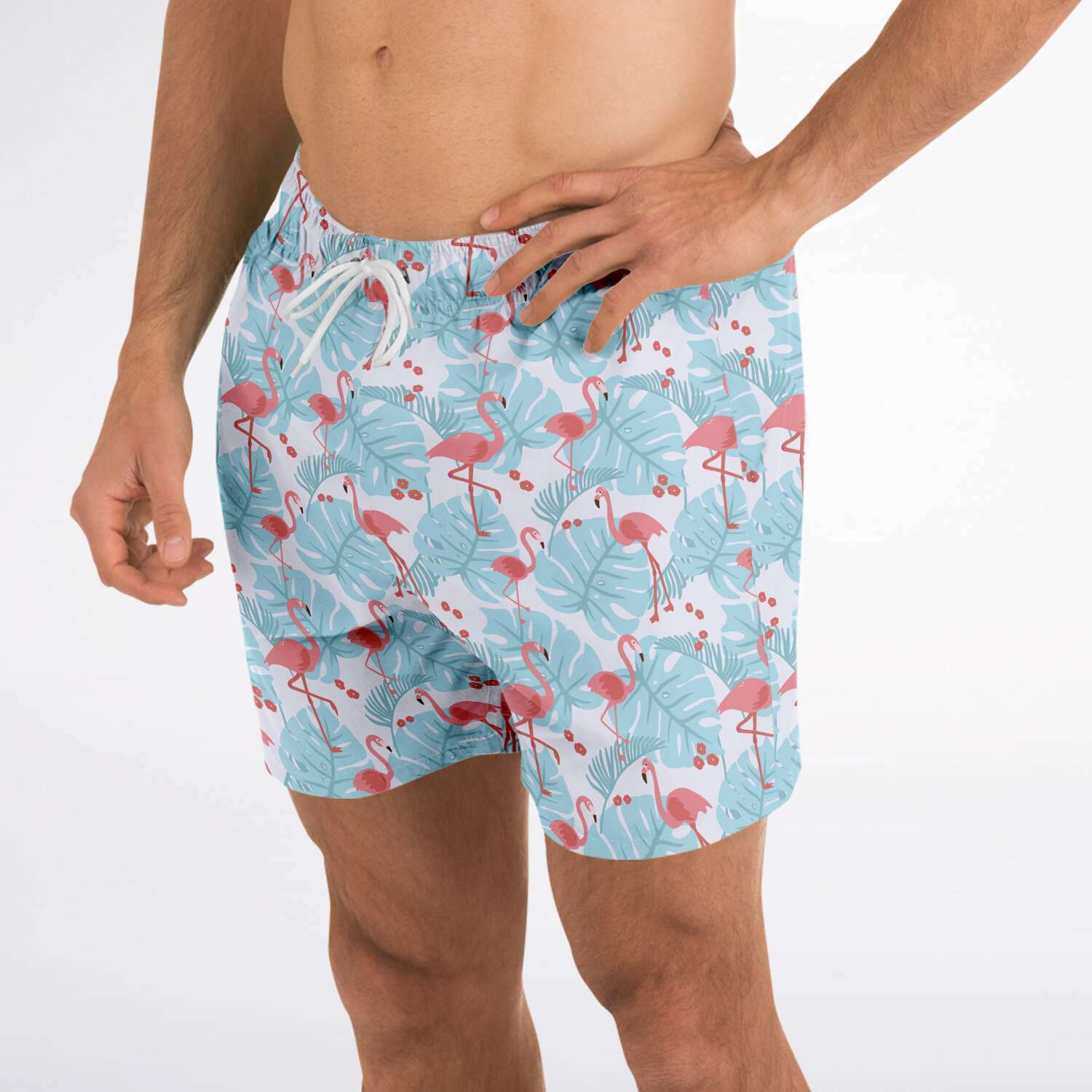 Flamingo Blue Floral Swim Trunks