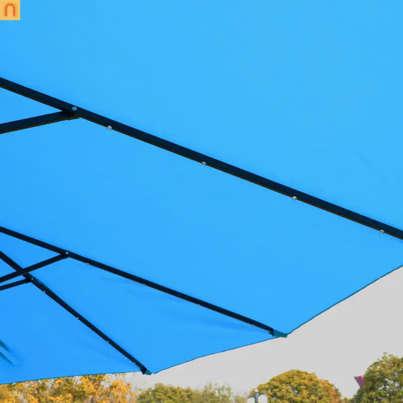 Market Umbrella Double Sided 15x9 ft Rectangular Twin Canopy Blue