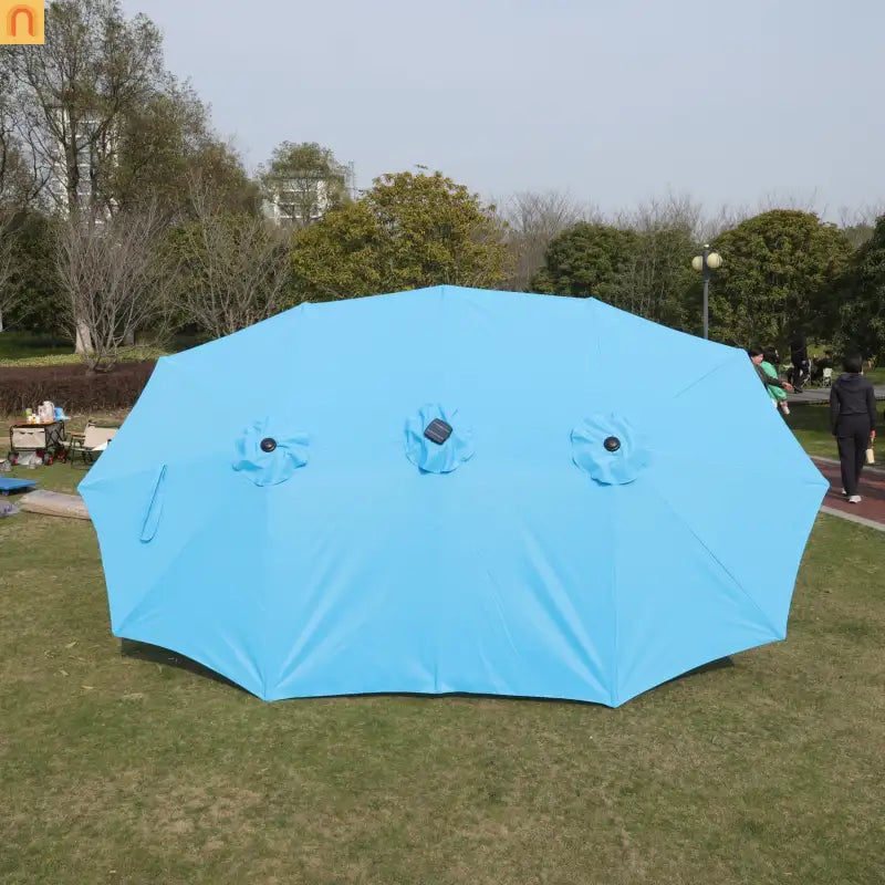 Market Umbrella Double Sided 15x9 ft Rectangular Twin Canopy Blue