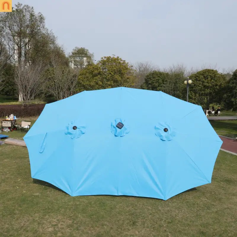 Market Umbrella Double Sided 15x9 ft Rectangular Twin Canopy Blue