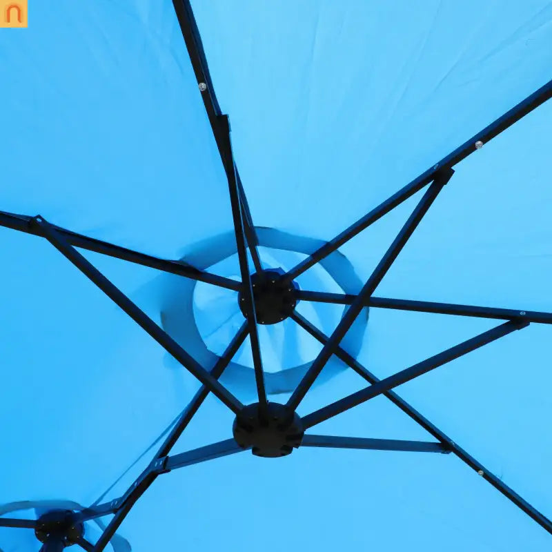 Market Umbrella Double Sided 15x9 ft Rectangular Twin Canopy Blue