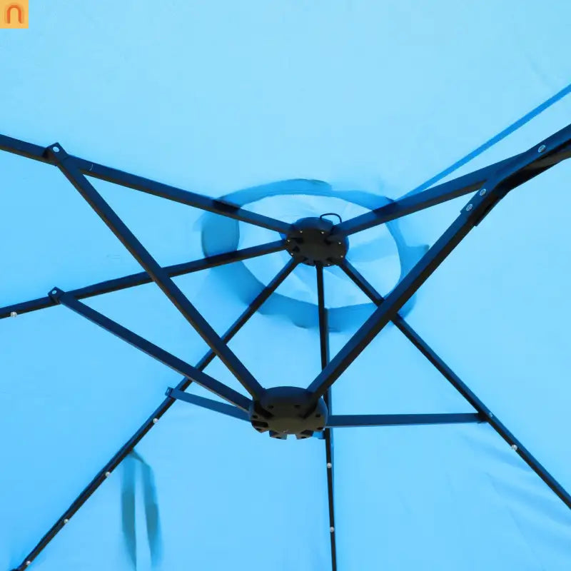 Market Umbrella Double Sided 15x9 ft Rectangular Twin Canopy Blue