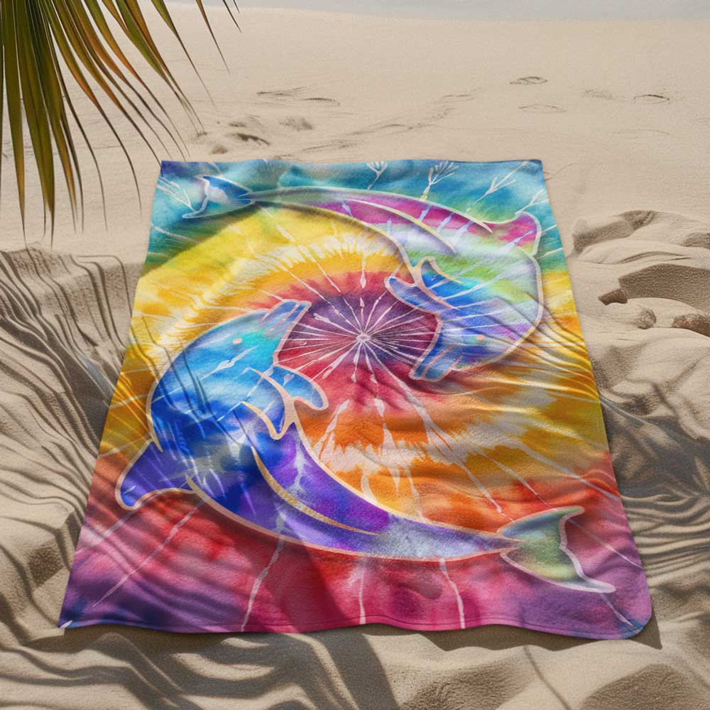 Tie-Dye Dolphin 🐬 Beach Towel ⛱️